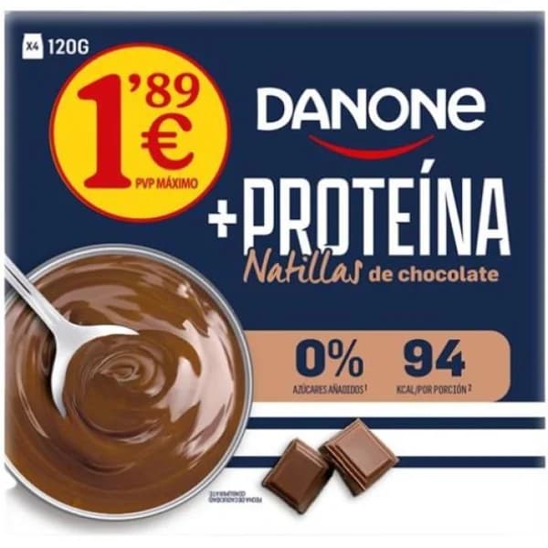Natillas de chocolate + proteína DANONE, pack 4x120 g - 0.48 kg - Imagen del producto en Findit