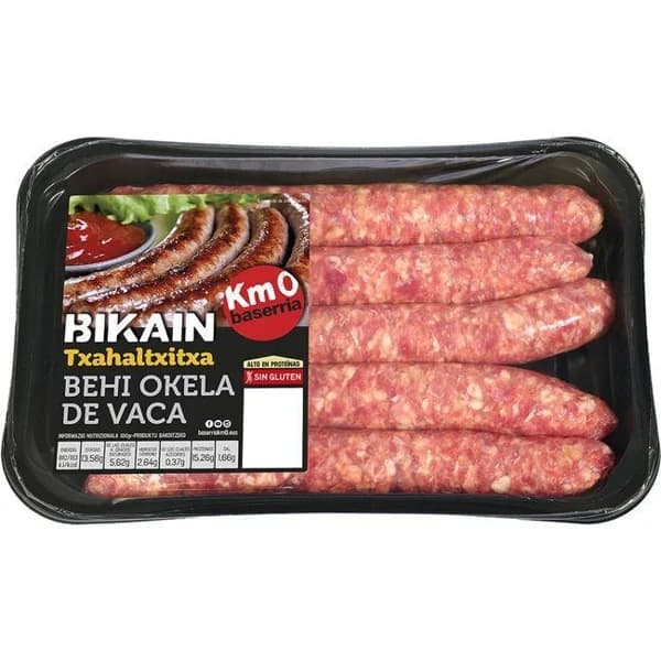 Salchicha de vacuno BIKAIN, bandeja 350 g - 0.35 kg - Imagen del producto en Findit