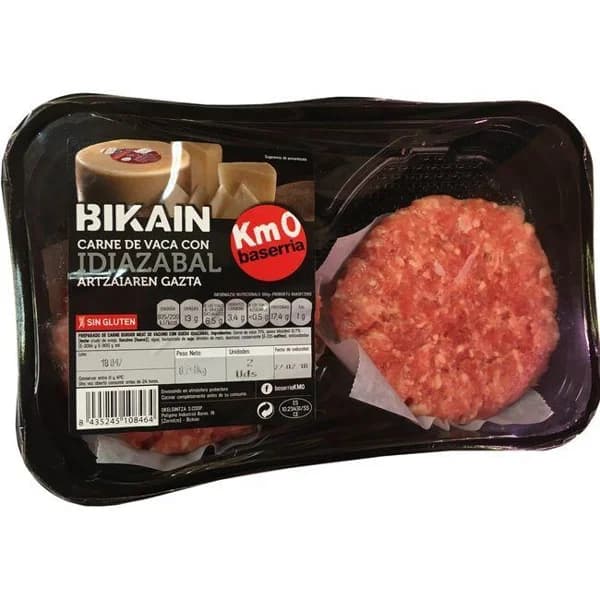 Hamburguesa de vaca-queso Idiaz. BIKAIN, 2 unid., bandeja 240 g - 0.24 kg - Imagen del producto en Findit