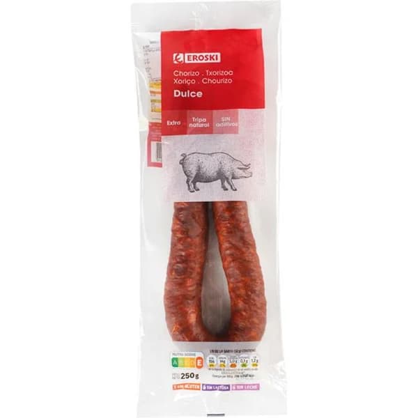 Chorizo extra dulce EROSKI, sarta 250 g - 0.25 kg - Imagen del producto en Findit