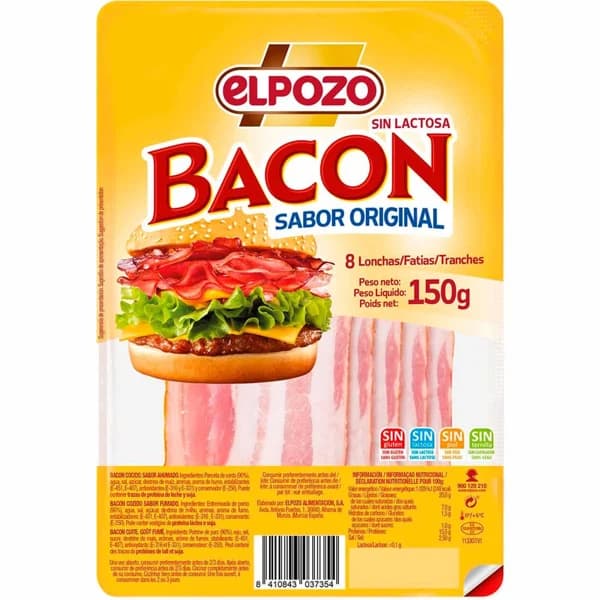 Bacón en lonchas ELPOZO, bandeja 150 g - 0.15 kg - Imagen del producto en Findit