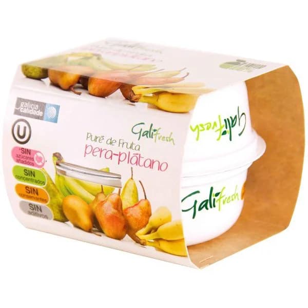 Pure de pera-plátano GALIFRESH, pack 2x150 g - 0.3 kg - Imagen del producto en Findit