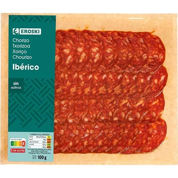 Chorizo ibérico extra EROSKI, sobre 100 g - 0.1 kg - Imagen del producto en Findit