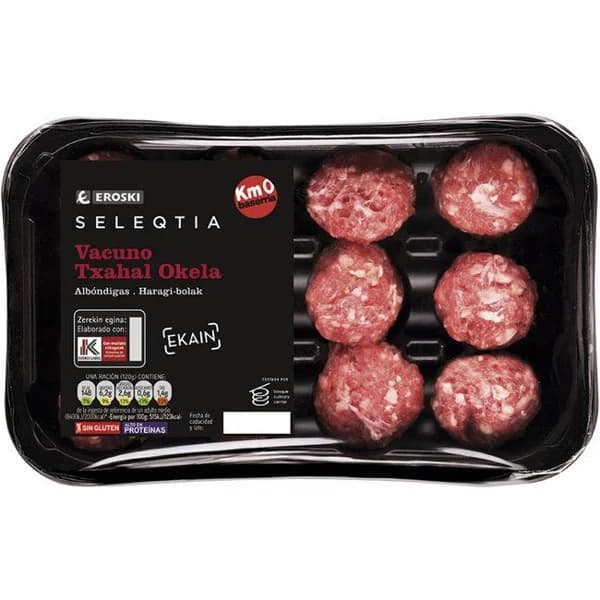 Albondiga de ternera EUSKO LABEL E. SELEQTIA, bandeja 360 g - 0.36 kg - Imagen del producto en Findit