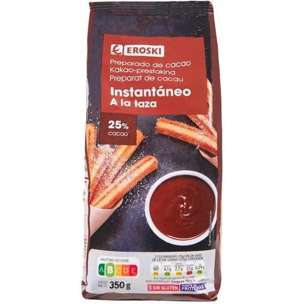 Chocolate instantáneo a la taza EROSKI, bolsa 350 g - 0.35 kg - Imagen del producto en Findit