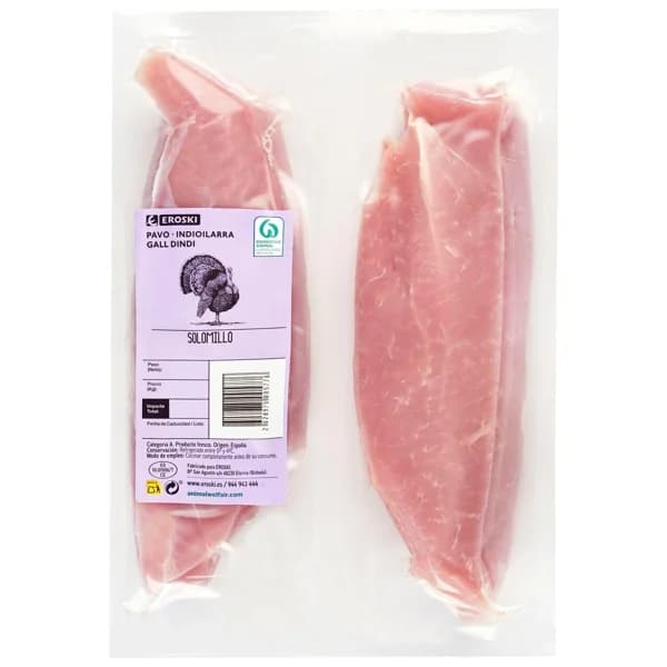 Solomillo de pavo al vacío EROSKI, bipack, sobre al peso aprox. 750 g - 0.75 kg - Imagen del producto en Findit