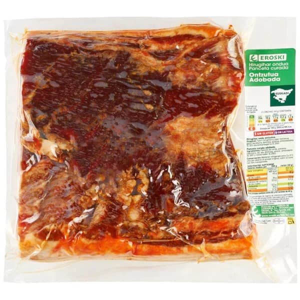 Panceta adobada del P. Vasco EROSKI, al corte, compra mínima 100 g - 0.1 kg - Imagen del producto en Findit