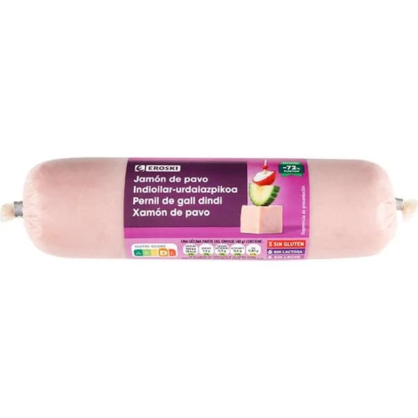 Jamón de pavo mini EROSKI, pieza 400 g - 0.4 kg - Imagen del producto en Findit