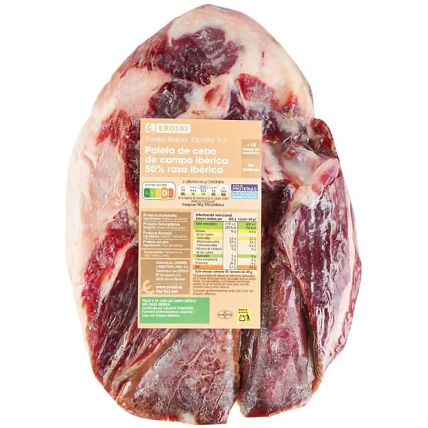 Paleta cebo campo 50% raza ibérica EROSKI,al corte compra mínima 100 g - 0.1 kg - Imagen del producto en Findit