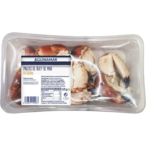 Pinzas de buey de mar cocidas AGUINAMAR, bandeja 425 g - 1 ud - Imagen del producto en Findit