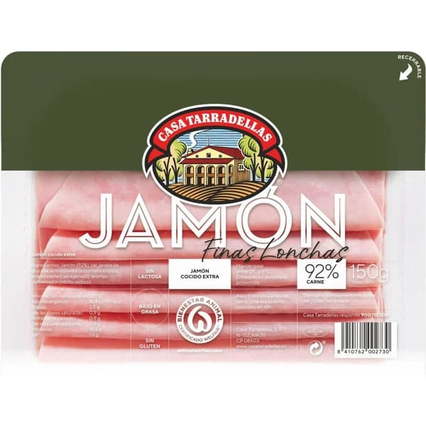 Jamón cocido TARRADELLAS, bandeja 150 g - 0.15 kg - Imagen del producto en Findit