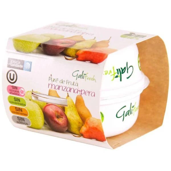 Pure de manzana y pera GALIFRESH, pack 2x150 g - 0.3 kg - Imagen del producto en Findit