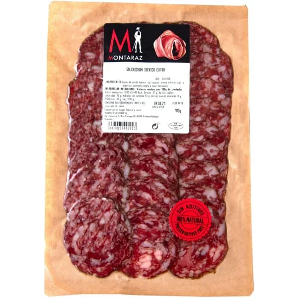 Salchichón ibérico extra MONTARAZ, sobre 100 g - 0.1 kg - Imagen del producto en Findit