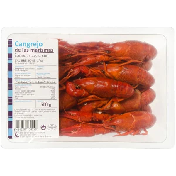Cangrejo de río cocido, bandeja 500 g - 0.5 kg - Imagen del producto en Findit