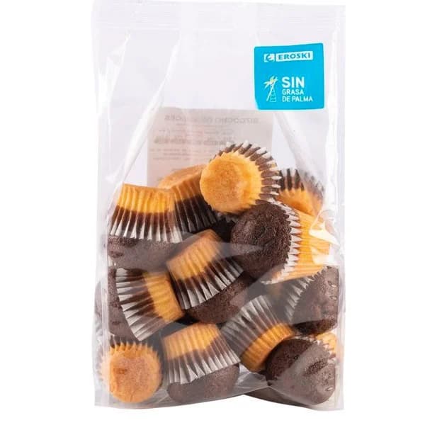 Mini magdalena marmol EROSKI, bolsa 250 g - 0.25 kg - Imagen del producto en Findit