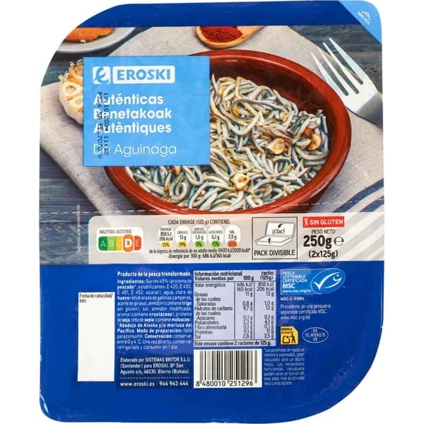 Auténticas de Aguinaga MSC EROSKI, bandeja 250 g - 0.25 kg - Imagen del producto en Findit