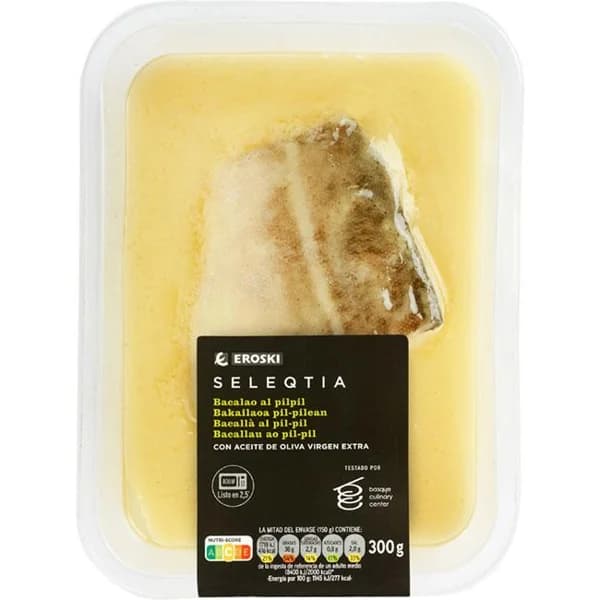 Bacalao al pil pil EROSKI SELEQTIA, bandeja 300 g - 0.3 kg - Imagen del producto en Findit