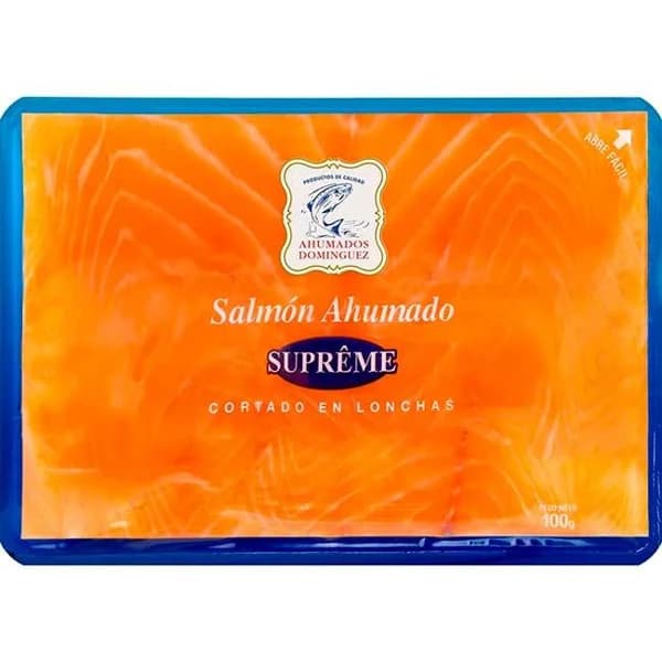 Salmón ahumado AHUMADOS DOMÍNGUEZ, sobre 100 g - 0.1 kg - Imagen del producto en Findit