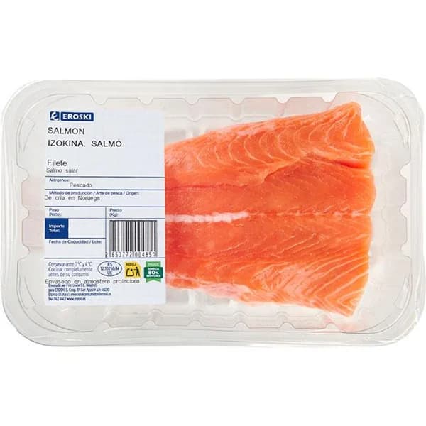 Filete de salmón EROSKI, bandeja aprox. 300 g - 0.3 kg - Imagen del producto en Findit