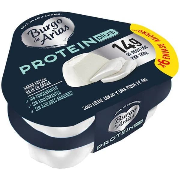 Queso fresco Protein Plus BURGO DE ARIAS, pack 6x70 g - 0.42 kg - Imagen del producto en Findit