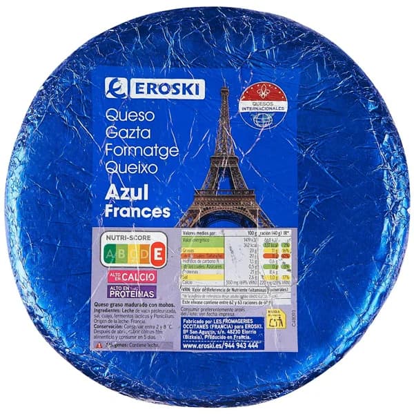 Queso azul EROSKI, al corte, compra mínima 250 g - 0.25 kg - Imagen del producto en Findit
