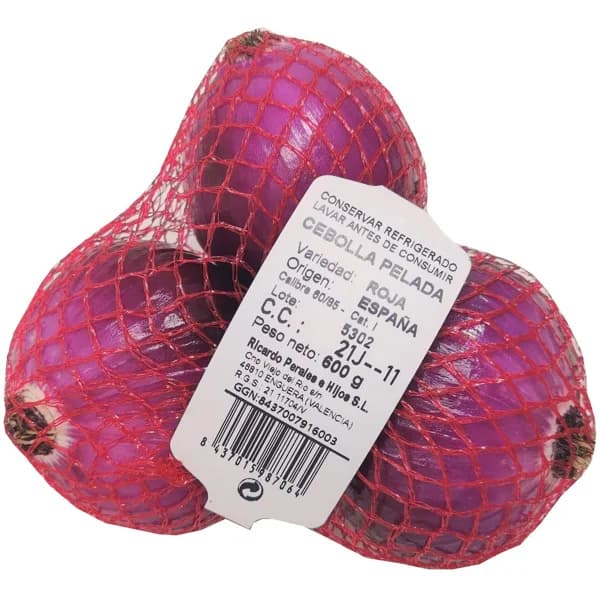 Cebolla roja pelada, malla 600 g - 0.6 kg - Imagen del producto en Findit