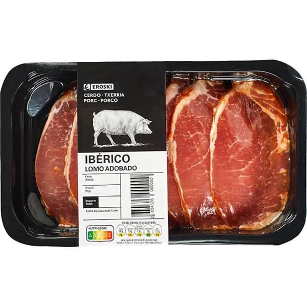 Lomo de cerdo ibérico adobado EROSKI, bandeja aprox. 350 g - 1 ud - Imagen del producto en Findit