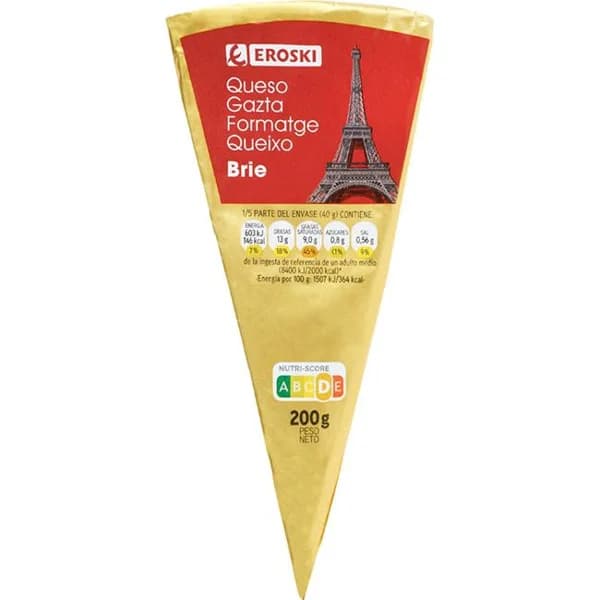 Queso Brie EROSKI, cuña 200 g - 0.2 kg - Imagen del producto en Findit