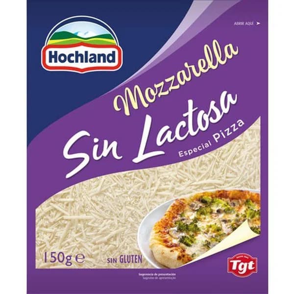 Queso rallado mozzarella sin lactosa HOCHLAND, bolsa 150 g - 0.15 kg - Imagen del producto en Findit