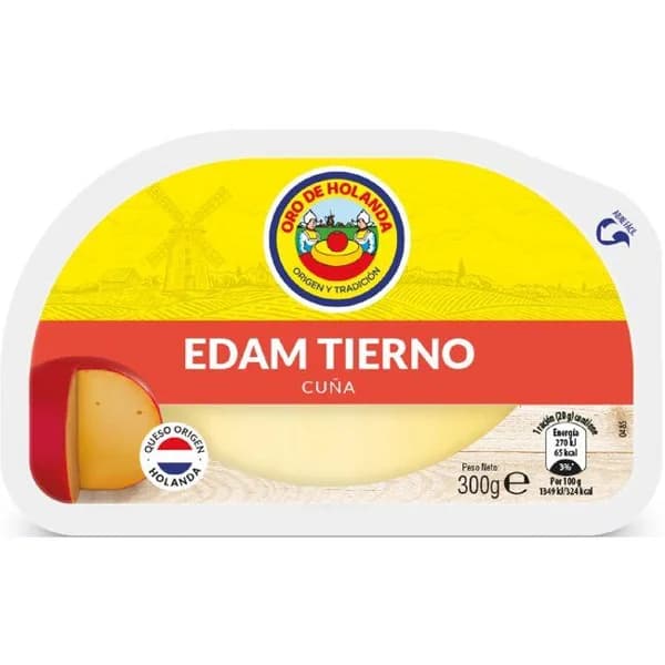 Queso Edam tierno ORO HOLANDA, cuña 300 g - 1 ud - Imagen del producto en Findit
