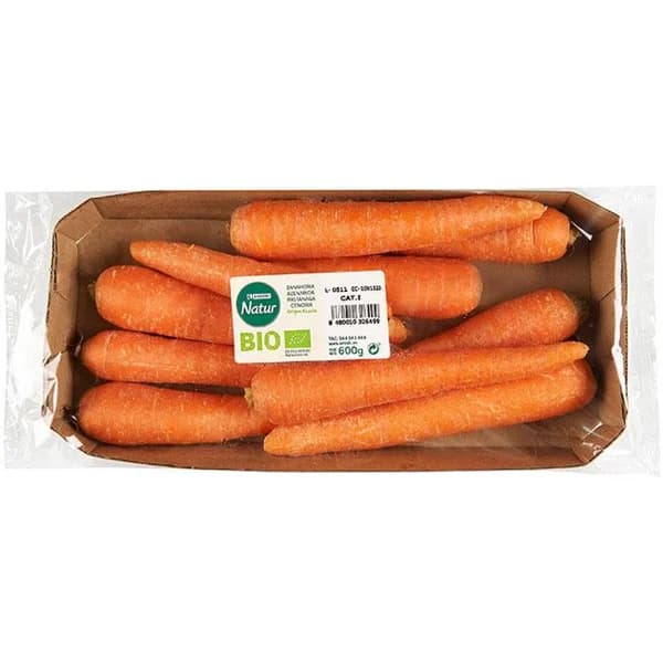 Zanahoria ecológica EROSKI Natur BIO, bandeja 600 g - 0.6 kg - Imagen del producto en Findit