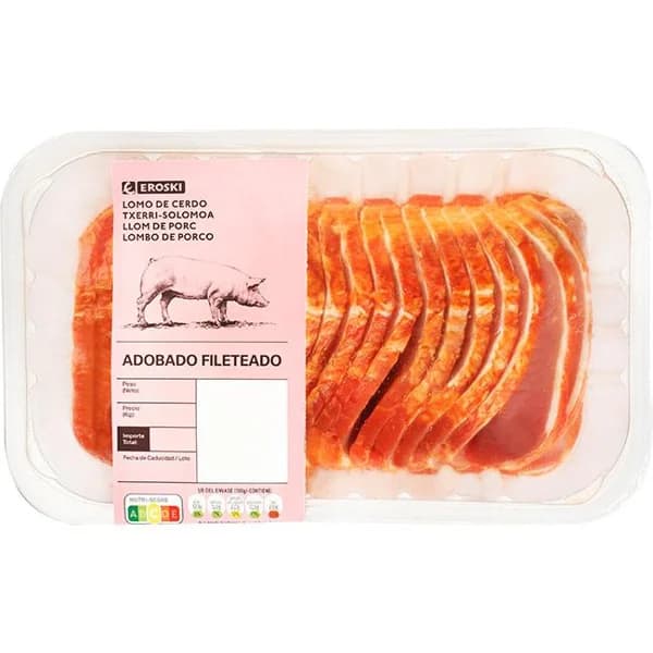 Lomo adobado fileteado EROSKI, bandeja aprox. 800 g - 1 ud - Imagen del producto en Findit