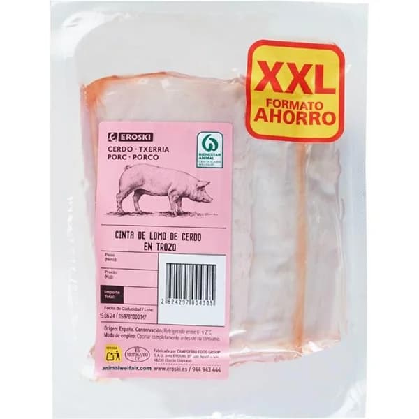 Lomo de cerdo trozo XXL EROSKI, bandeja aprox. 1.2 kg - 1 ud - Imagen del producto en Findit
