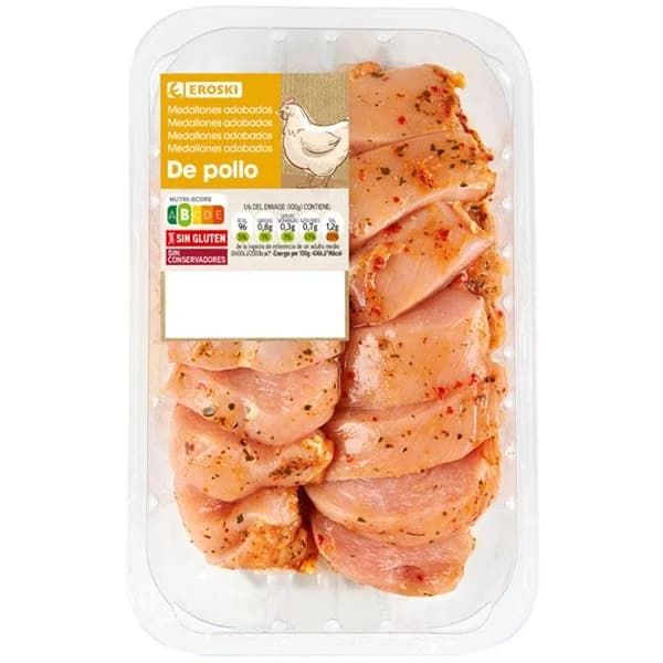 Medallón de pechuga de pollo al pimentón EROSKI, bandeja aprox. 600 g - 1 ud - Imagen del producto en Findit