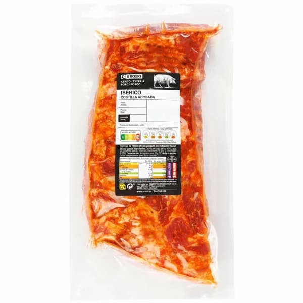 Costilla adobada ibérica en trozo EROSKI, bandeja aprox. 400 g - 1 ud - Imagen del producto en Findit