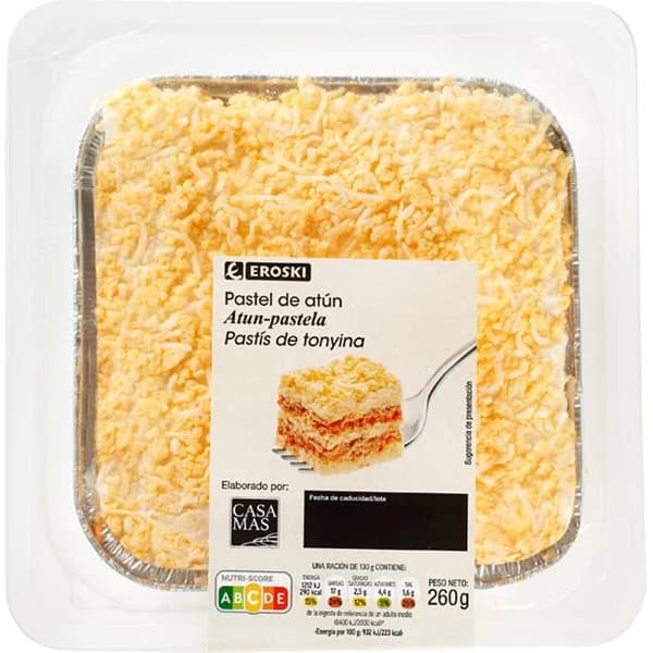 Pastel de atún EROSKI, bandeja 260 g - 0.26 kg - Imagen del producto en Findit