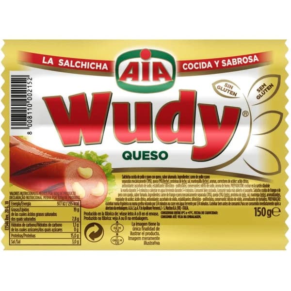 Salchichas de pollo-queso WUDY, sobre 150 g - 1 ud - Imagen del producto en Findit