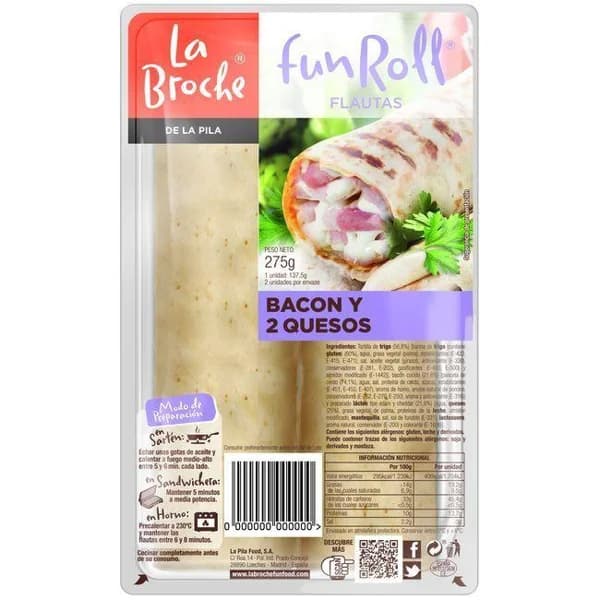 Funroll bacon dos quesos LA BROCHE, bandeja 275 g - 1 ud - Imagen del producto en Findit