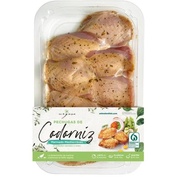 Pechuga de codorniz marinado Mediterráneo URGASA, bandeja 200 g - 1 ud - Imagen del producto en Findit