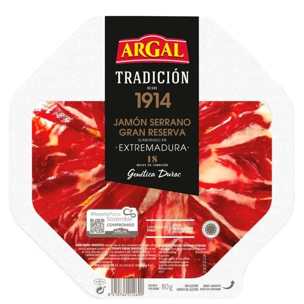 Jamón Gran Reserva de Extremadura ARGAL, sobre 80 g - 1 ud - Imagen del producto en Findit