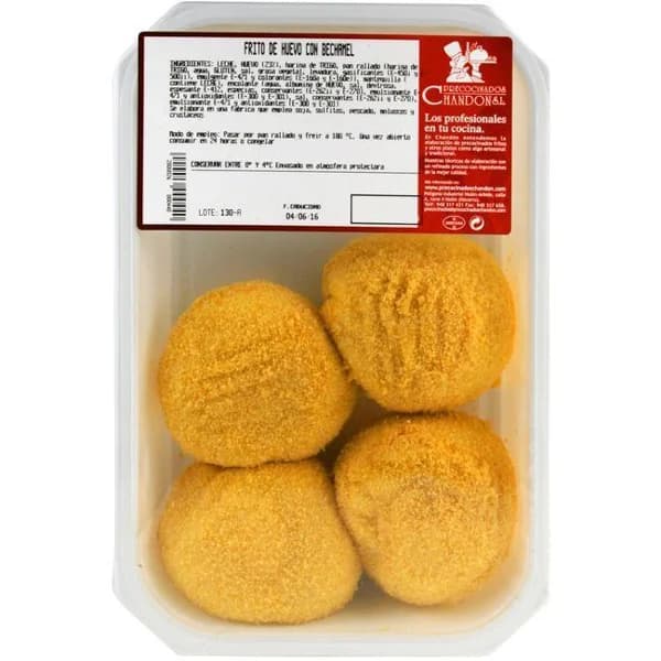 Frito de huevo con bechamel PRECOCINADOS CHANDÓN, bandeja 400 g - 1 ud - Imagen del producto en Findit