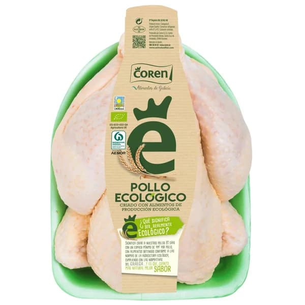 Pollo entero ecológico COREN, pieza al peso aprox. 1.7 kg - 1 ud - Imagen del producto en Findit