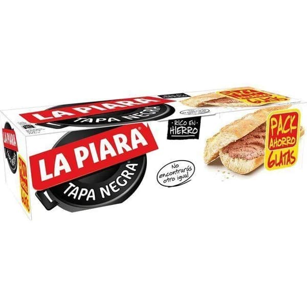 Paté LA PIARA Tapa Negra, pack 6x75 g - 0.45 kg - Imagen del producto en Findit