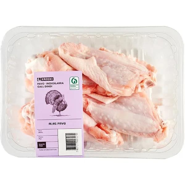 Alas de pavo partidas EROSKI, bandeja aprox. 600 g - 1 ud - Imagen del producto en Findit