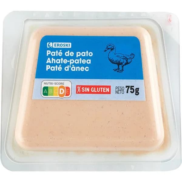 Paté de pato EROSKI, blister 75 g - 1 ud - Imagen del producto en Findit