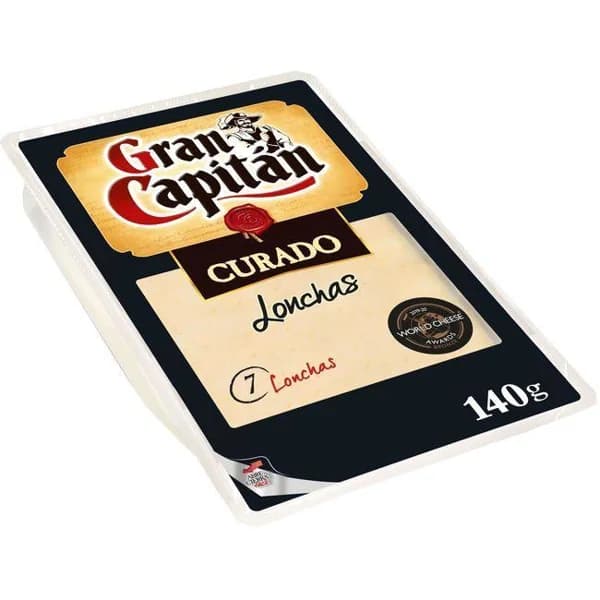 Queso curado GRAN CAPITAN, lonchas, bandeja 140 g - 1 ud - Imagen del producto en Findit