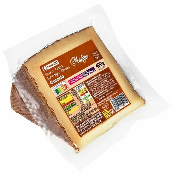 Queso curado mezcla EROSKI, cuña 400 g - 0.4 kg - Imagen del producto en Findit