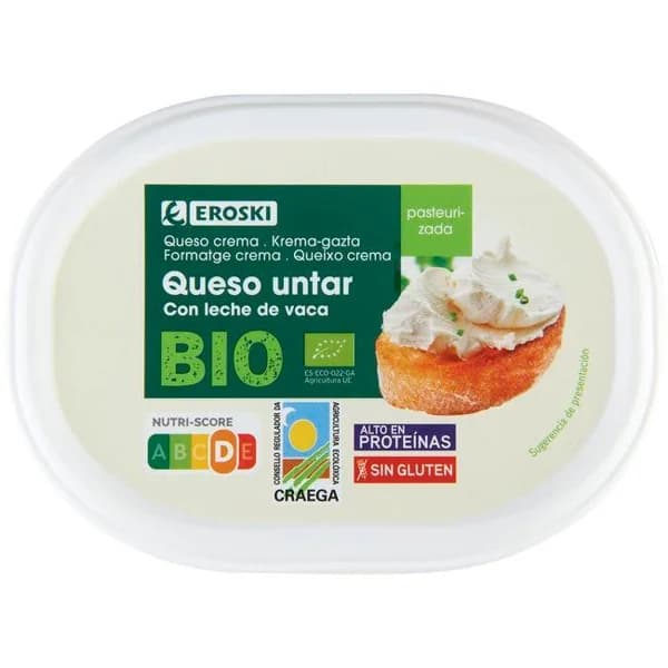 Queso crema bio EROSKI, tarrina 150 g - 0.15 kg - Imagen del producto en Findit