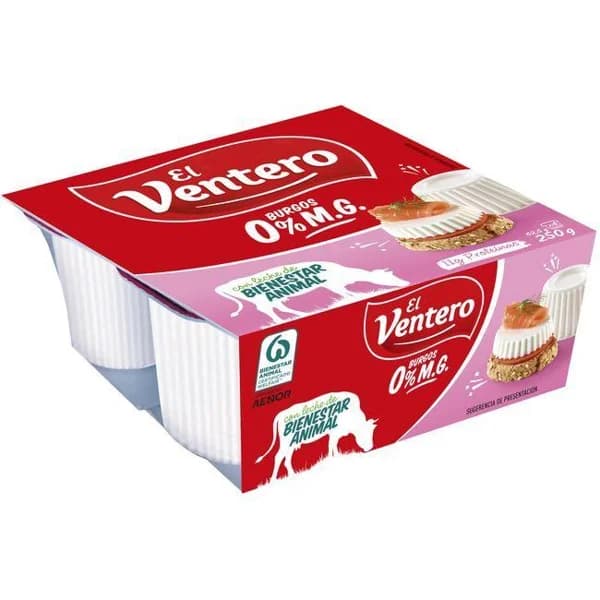 Queso fresco light EL VENTERO, pack 4x62,5 g - 1 ud - Imagen del producto en Findit