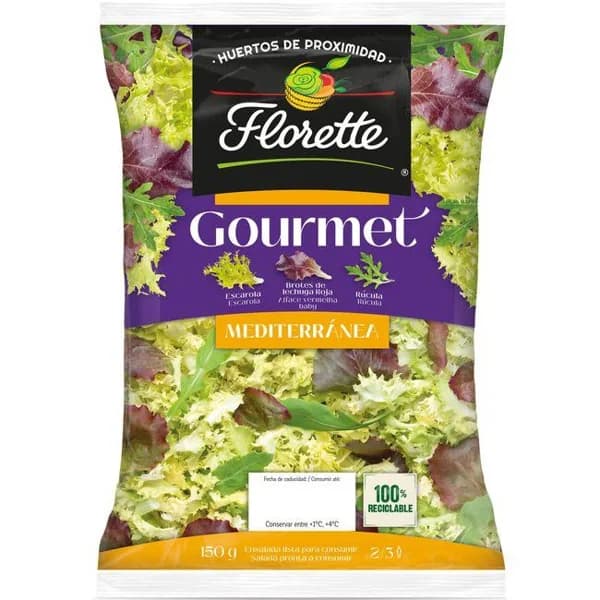 Ensalada Gourmet Mediterránea FLORETTE, bolsa 150 g - 0.15 kg - Imagen del producto en Findit